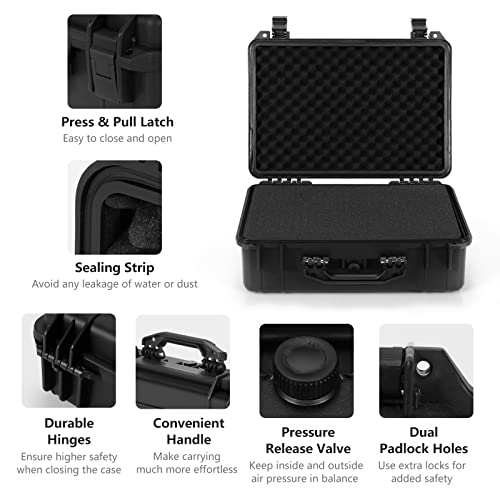 COSTWAY Waterproof Hard Case, 22-Inch Multi-Purpose Small Camera Dry Box with DIY Customizable Foam Insert, IP66 Rated Dustproof Shockproof, Portable Protective Case for Electronics, Drones, Black | DIY Customizable Foam Insert, IP66 Rated Dustproof Shock