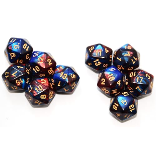 SmartDealsPro 10-Pack 20 Sided Dice D20 Polyhedral Dice for DND RPG MTG Table Game(Blue-Red) - color: Blue-red