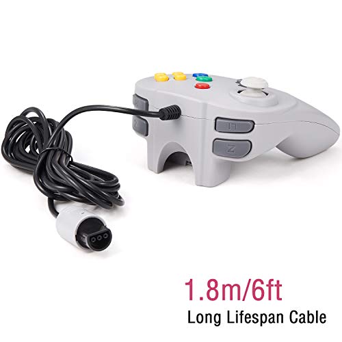 KIWITATA Retro N64 Mini Controller, Classic Wired Remote Game Pad Upgraded Joystick Controller for N64 System Video Console (Gray) - color: Grey