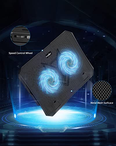 KeiBn Laptop Cooling Pad, Gaming Laptop Cooler 2 Fans for 10-15.6 Inch Laptops, 5 Height Stands, 2 USB Ports (S039) - color: Blue