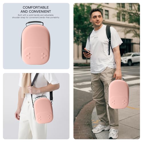 bibuks Hard Carrying Case Compatible with Oculus Meta Quest 3/3S,VR Headset Elite Strap and Touch Controller Accessories Carry Case,Hard Shell Travel Storage Bag (Pink) - color: Pink