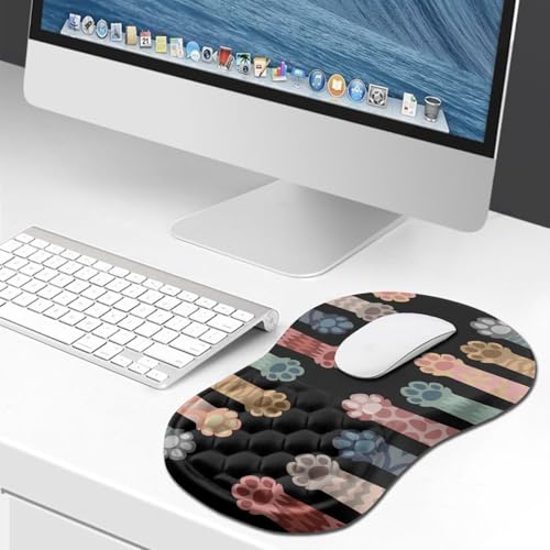 Hokafenle Ergonomic Mouse Pad Wrist Support, Wrist Rest Mousepad for Carpal Tunnel Pain Relief with Integrated Memory Foam Slope Massage Bulge (11.8x7.9 inch,Cute Cat Claw - color: KM28-Cute Cat Claw