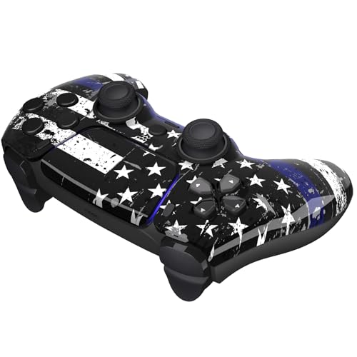 Custom Controllerzz Custom Wireless Controller Compatible with PS5 - Multiple Designs Available (Blue Line) - color: Blue Line