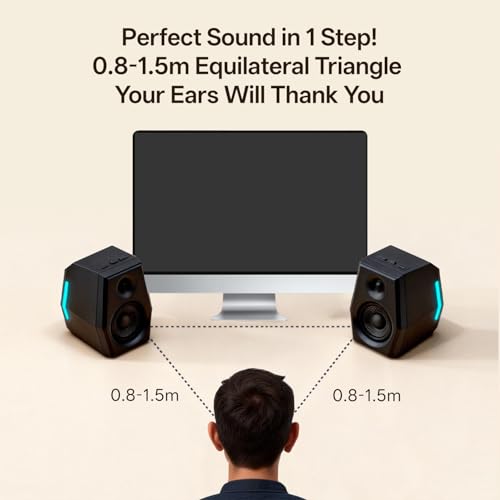 Sanyun SW209 36W 2.0 Gaming Speakers, Tactical Audio Map with 3 DSP Modes | Game/Movie/Music, 24bit DAC, USB-C/Bluetooth 5.2/AUX, 2.75" Glass Fiber Drivers & 18mm Silk Dome, RGB Lighting (Pair, Black) - color: SW209 Black