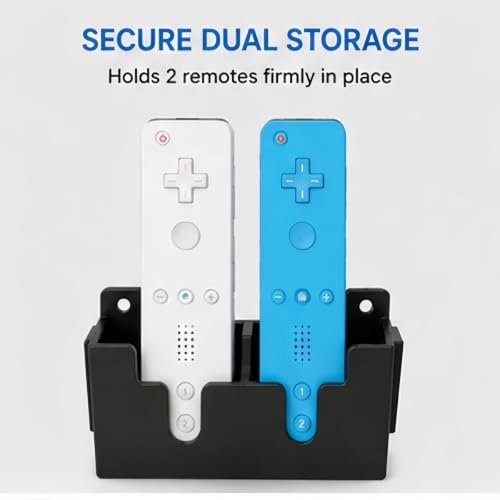 Wall Mount Compatible with Nintendo Wii Remote, Space-Saving Wall Organizer | Controller Holder Storage Stand, Space-Saving Wall Organizer for Gaming Room, Sleek Mountable Display Dock