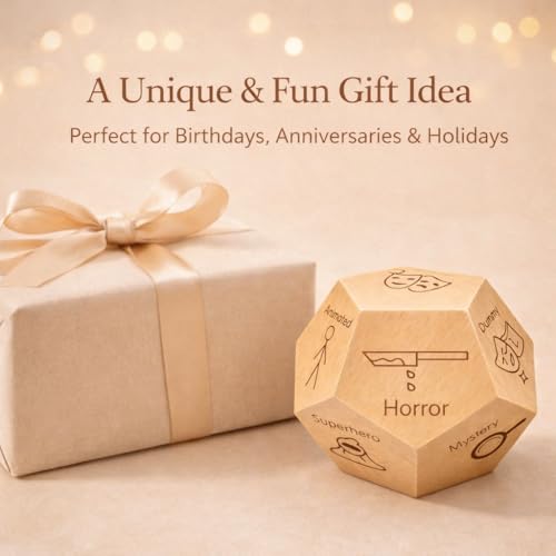 Movie Dice, 12-Sided Date Night Dice Game for Couples & Friends | Roll to pick a random movie genre for date nights; a fun gift for him, her, couples, birthdays, anniversaries & holidays. - style: Movie Genre Dice
