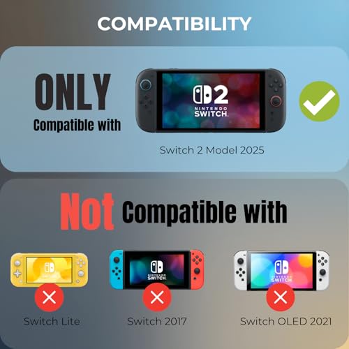 Plenbo - FoldeX Grip Case with Detachable Flip Cover for Nintendo Switch 2, Dockable Ergonomic Handheld Protective Shell, 3-Mode Compatible Joy-Con 2 Controller Grip- Black - color: Black