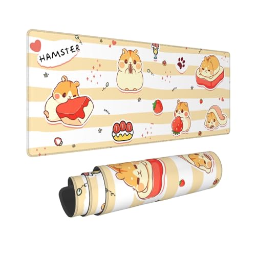 Cute Hamster Mouse Pad XL Large Mousepad Non Slip Rubber Base Desk Mat for Laptop Computer Gaming 31.5" X 12" - color: Cute Hamster