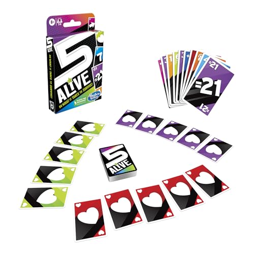 Hasbro Gaming 5 Alive Card Game, Fast-Paced Game for Kids and Families, Easy to Learn, 2 to 6 Players, Fun Summer Activities, Vacation Travel Essentials, Ages 8+ - size: 3.62 inches x 5.62 inches x 0.1 inches