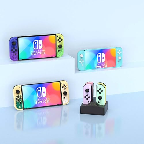 Joycon Charger for Nintendo Switch Joycon Controller, YCCSKY Charging Dock for 4 Switch Controllers, Charger Station with a USB Type-C Charging Cable