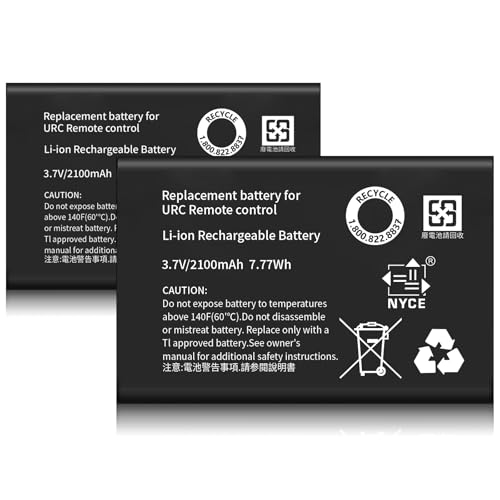 2-Pack 2100mAh High-Capacity Rechargeable Battery for Universal Remote Controls - Compatible with URC 11N09T NC0910 RLI-007-1 LIT0404, MX-880/890/810/50/980/990/200/1200, X-8