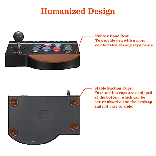 PXN Arcade Fight Stick 0082 Arcade Game Fighter Joystick, with Turbo & Macro Functions, with USB Port, Suitable for PS3, PS4, Xbox One, Xbox Series X/S, Nintendo Switch, PC Windows.