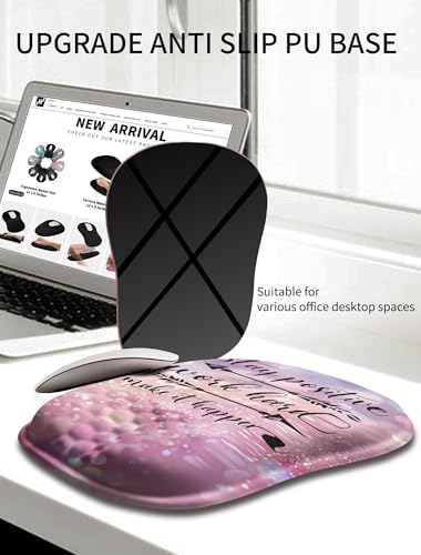 Hokafenle Ergonomic Wrist-hugging Mouse Pad Wrist Support, U-shaped Holding Wrist Rest Mousepad for Carpal Tunnel Pain Relief with Cushioned Memory Foam Slope Massage Bulge (10.2x8.3 in,Stay Positive) - color: Stay Positive
