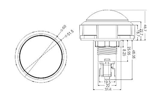 EG STARTS 5X New 60mm Dome Shaped LED Illuminated Push Buttons for Arcade Coin Buttons Machine Operated Games DC 12V
