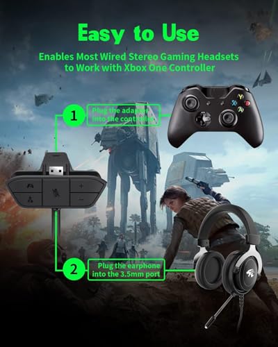 AOJAKI Stereo Headset Mic Adapter for Xbox One Elite Series S X Controller | Controller audio adapter supports adjustable game & chat volume balance, for Xbox One S/X, Elite 1/2, Series S/X controllers