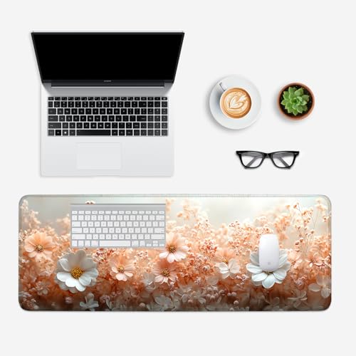 Mouse Pad, Large Anti-Slip with Stitched Edges Desk Mat Desktop Laptop Computer Desk Keyboard Mat,Table Protector Blotter Mat (Powder, 31.5" x 11.8") - color: Powder, size: 31.5" x 11.8"