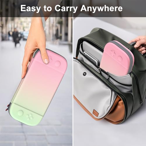 STARTRC GAMES Slim Carrying Case for Nintendo Switch 2 2025, Hard Shell Travel Case with 12 Game Card Slots, Portable Carry Bag for Switch 2 Console Pink & Green - color: Pink & Green