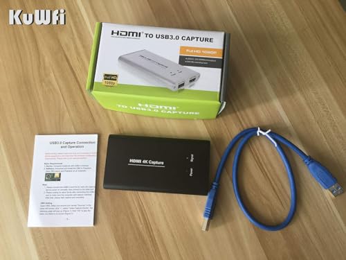 KuWFi Game Capture Card Switch,Video Capture Card 4K 1080P 60FPS, HDMI to USB 3.0 Converter for All HDMI Devices Such as Streaming Work with PS4/PC/OBS/Camera