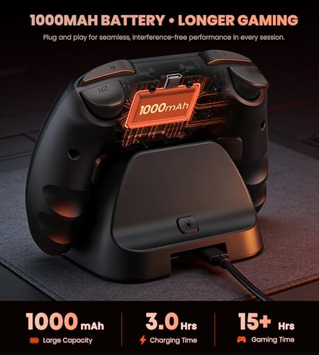 PC Controller with Hall Effect Joysticks & Trigger, Wireless PC Gaming Controller with Charging Dock & RGB Design, 1000Hz Polling Rate, No Drift, Programmable Back Buttons, Turbo, Gaming Controller for Windows PC/Switch/Android/iOS - color: Black