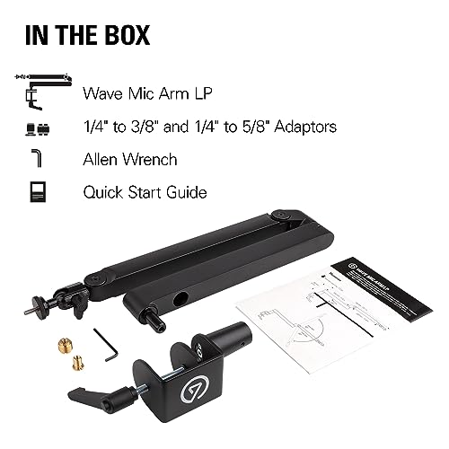 Elgato Wave Mic Arm Low Profile Microphone Boom Arm | Sits below shoulder line, 360-degree rotation, Magnetic cable channels, All-metal build, Fully adjustable mount - style: Low Profile