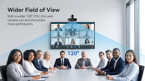 1080P HD Webcam with Microphone, Noise Cancellation, Privacy Cover, Wide-Angle Lens, Auto Light Correction, Plug & Play USB Webcam for Laptop, Desktop, PC, Mac, Zoom, Skype, Streaming (1080p)