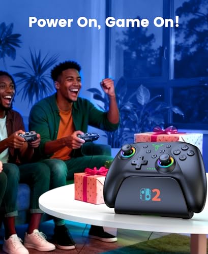 Spican Switch 2 Controller for Nintendo Switch 2/Switch/OLED/Lite, Wireless Switch Controller with Charging Dock, RGB Switch Pro Controller with Hall Effect, Macro, Turbo and Vibration, Black - color: Black