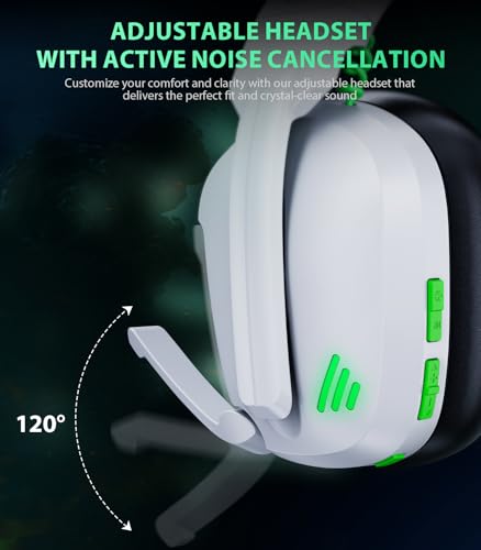 Wireless Gaming Headset for PS5, PS4 & PC, 20ms Ultra-Low Latency, 2.4GHz USB & BT 5.4, Noise Canceling Mic, 50H Battery, Compatible with Switch, Mac & Mobile, Ideal for Fortnite & Call of Duty - color: White/Black