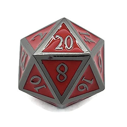 Metal D20 F Dice Critical Fail F 20 Sided Die Set DND Number Role Playing Game Dungeons and Dragons D&D Black Silver Red Blue Gold Copper Purple Green Pink White (Single Dice, Red and Gunmetal) - color: Red and Gunmetal, style: Single Dice