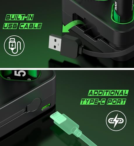 DINOSTRIKE Rechargeable Battery Pack & Charger Station for Xbox Series X|S, Xbox One Controllers - Includes 4 Battery Packs for Xbox with USB-A & USB-C Charging