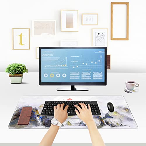 ToLuLu Extended Gaming Mouse Pad, Memory Foam Ergonomic Keyboard Mouse Wrist Rest Support Set, Large Desk Mat with Stitched Edges, Non-Slip Base Mousepad for Home Office Game Study, Ink Mountain - color: Ink Mountain