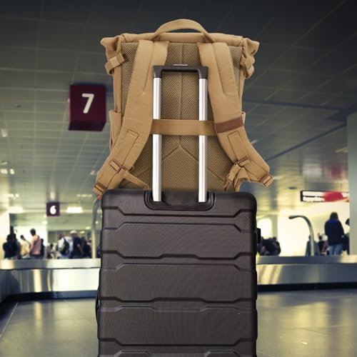 ENHANCE Venture Canvas DnD Backpack - RPG DM Bag for Dungeons and Dragons with Removable Dice Tray - Travel DnD Bag fits 4-6 Books Upright, 17" Laptop/DM Screen Slot, Luggage Slot, Chest and Map Strap