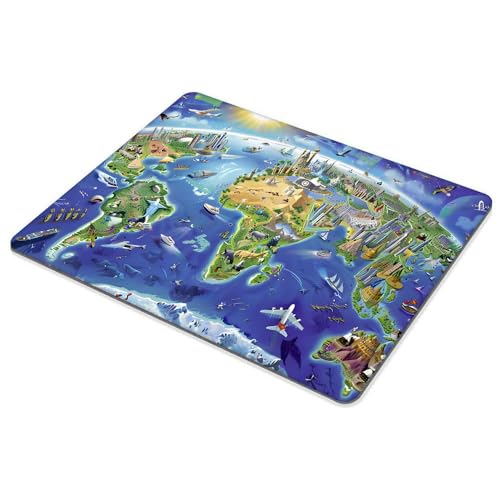 Square Mouse Pad World map,Gaming Mouse Pads for Desk,Soft Computer Waterproof Non-Slip Mouse Mat - color: World map