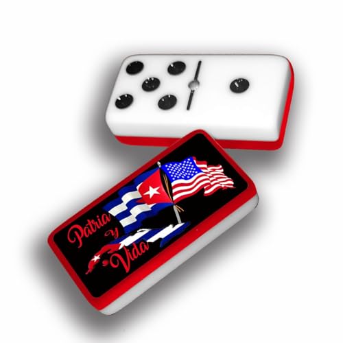 Dominos Set for Adults – Professional Double 9 Cuban Dominoes Set, Classic Travel Board Game with Wood Case Juegos de Mesa (US Patria Vida) - color: Us . Patria Vida