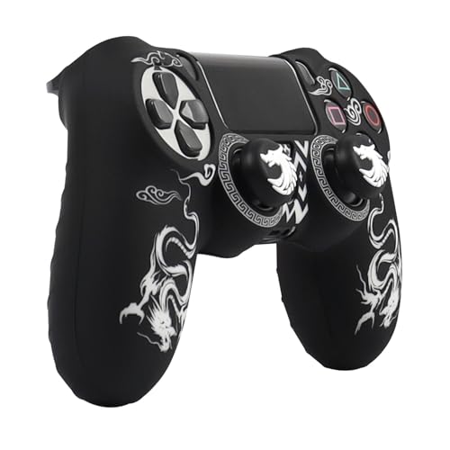 RALAN Controller Skins for PS4,Fruit Silicone Controller Cover Skin Protector Compatible /PS4 Slim/PS4 Pro Controller with 2 Cute Thumb Grips Caps… - color: Black White dargon