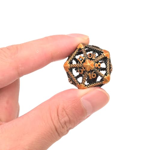 Hollow DND Dice Set, Metal Dice 7-Piece RPG Gaming Dice for D and D Pathfinder, MTG and Other Tabletop Role-Playing Games (Gold and 3D Dragon) - color: 3d Dragon Gold