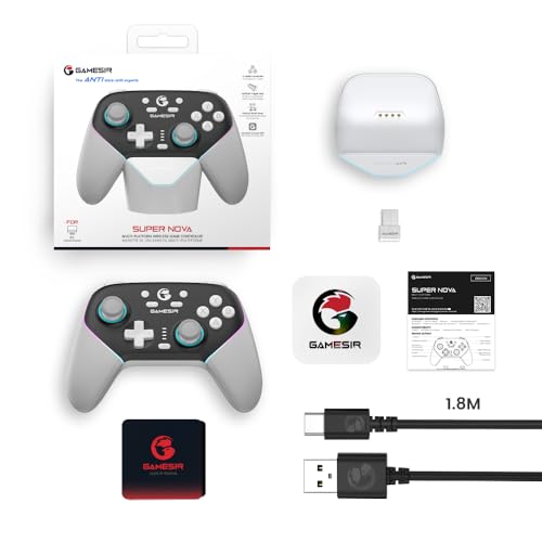 GameSir Super Nova Wireless Gaming Controller for PC/Switch/iOS/Android, Hall Effect Stick & Trigger, RGB Lighting, Swappable ABXY, Detachable Faceplate, 1000mAh with Charging Dock - Black&White” - color: Black&White