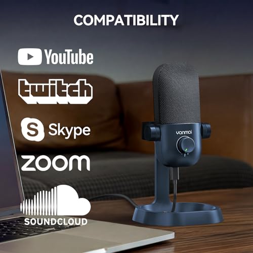 USB Microphone for PC, Plug & Play Cardioid Condenser Mic - color: DarkBlue