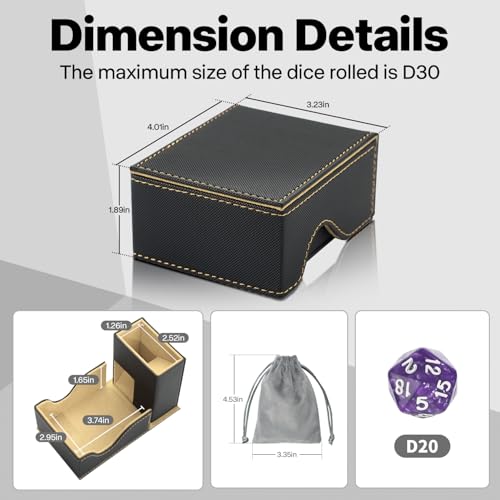 Dice Roller Tower, Premium DND Magnetic Dice Tray, Foldable PU Leather Dice Tower RPG Gifts for Dungeons and Dragons MTG Dm & Player Black/Brown - color: Black/Brown