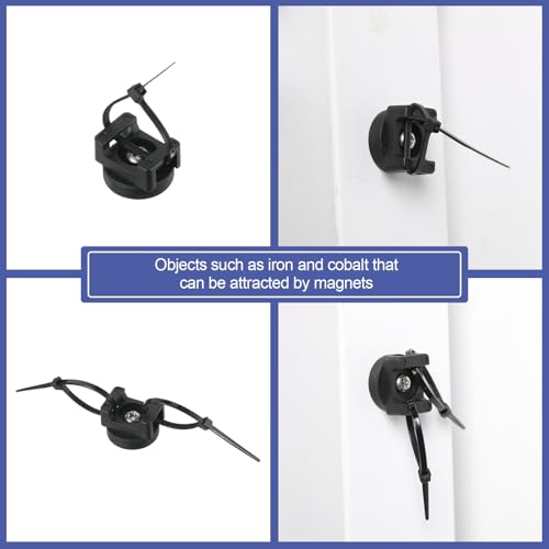 Yookeer 15 Pcs Magnetic Zip Tie Mount Base Black Magnetic Cable Clips Wire Holder Multipurpose Cable Ties Management Base Electrical Supplies for Wire (22 mm) - size: 22 mm