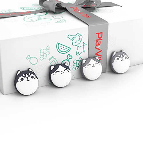 PlayVital Cute Thumb Grip Caps for ps5/ps5 Edge Controller, Joystick Caps for Switch 2 Pro/Switch Pro, Thumbstick Cover for Xbox Series X/S, Elite Series 2, Xbox One - Husky & Kitty, Light Gray - color: Husky & Kitty Light Gray