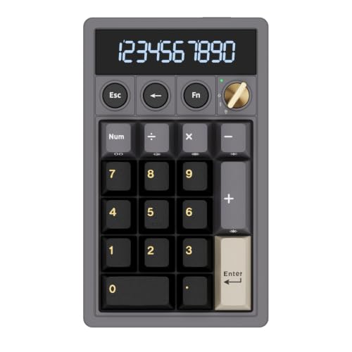 RK ROYAL KLUDGE M20 Wireless Number Pad, Mechanical Numpad with LCD Display, PC Numpad & Calculator Modes, Programmable Numeric Keypad, Bluetooth/2.4G/Wired, RGB Hot-Swappable for Win/Mac - color: Black