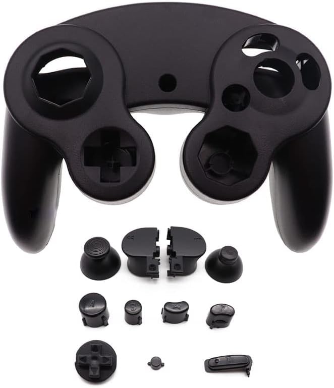 Housing Cover Shell Handle Case and Button Replacement Parts for NGC Gamecube Controller Games Handle Protective Accessories (Black) - color: Black