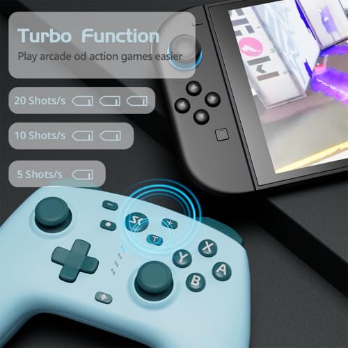 Wireless Switch Controller for Switch/Switch 2/OLED/Lite/PC, 2 Pack Switch Pro Controllers with 2.4G Dongle, Hall Effect Joysticks & Triggers, Dual Rumble, Turbo & 2 Macro Back Buttons(Blue+Lake Blue) - color: Blue+Lake Blue