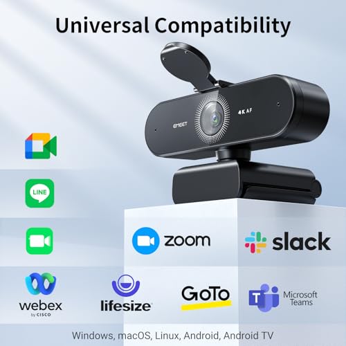 EMEET NOVA 4K Webcam for PC, Ultra 4K HD, PDAF Autofocus, Dual Omni Mics | 73° FOV, Auto Light Correction, USB-A, Privacy Cover, Ideal for High-End Business Meetings&Live Streaming - style: 4K PDAF Focus 2 Mics