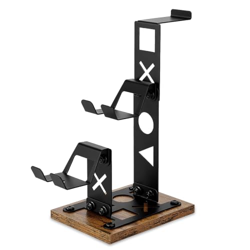 Gaming Headset Stand Game Headphone Organizer Controller Holder for Gamepad | Gaming Headphones Stand Gamepad Organizer Game Earphone Hanger Controller Hook for Desktop,Gaming Desk Accessories Black