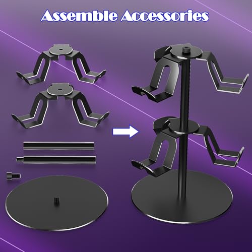 ZHGM Controller Stand 2 Tiers, Universal Gaming Headphone Stand Compatible with Xbox PS5 PS4 Nintendo Switch Pro, Aluminum Headset Holder Organizer Rack, Desktop Gamepads Holder, Black - color: Black