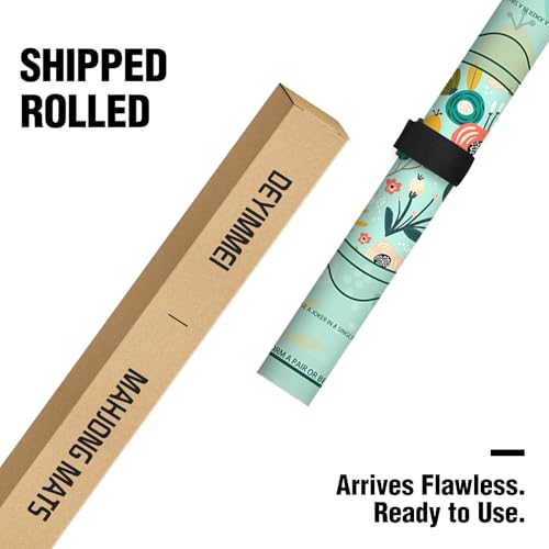 Deyimmei Neoprene Mahjong Mat for Table 31.5"x31.5" - Non-Slip, Noise Reduction Cover with Storage Pockets, American Rules & Crease-Free Rolled Shipping (Tropical Bloom) - style: Tropical Bloom