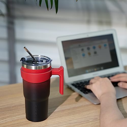BJPKPK 10 oz Mini Tumbler with Lid, Straw & Handle, Insulated Steel Cup | Small, Spill Proof, Leak Proof, Thermal, Double Wall Vacuum, Sweatproof, Dishwasher Safe, BPA Free, Blood Moon - color: Blood Moon, size: 10 Ounces