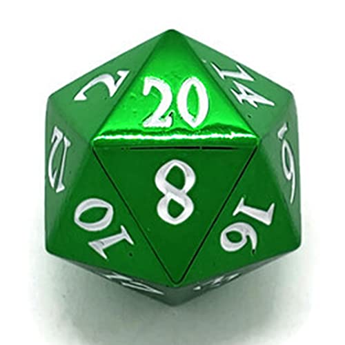 Metal D20 F Dice Critical Fail F 20 Sided Die Set DND Number Role Playing Game Dungeons and Dragons D&D Pathfinder Black Silver Red Blue Gold Copper Purple Green Pink White (Single Dice, Green) - color: Green, style: Single Dice