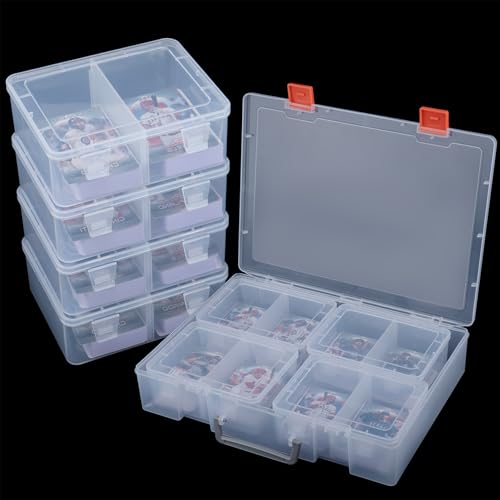 1000-1600 Card Storage Box, Clear Trading Card Holder Carrying Case 1+4 Card Deck Box for MTG, Yu-Gi-Oh Games Cards, Baseball Football NBA Sports Cards (L-14.3x10.6x2.92, S-6.5x4.96x2.4 inch) - color: Clear (1+4 Boxes)